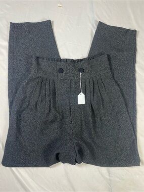 Vintage L. Bates High-Waisted Pleated Trousers | Shimmer Charcoal | Size XS